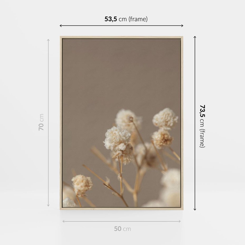 Obraz w ramie 50x70 - Przezroczyste piękno - gipsówka, suche - rama drewno