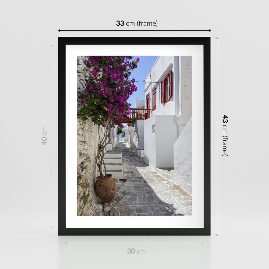 Plakat w ramie 30x40 - Perspektywiczna Uliczka: Miejski Labirynt - uliczka, perspektywa - rama czarna