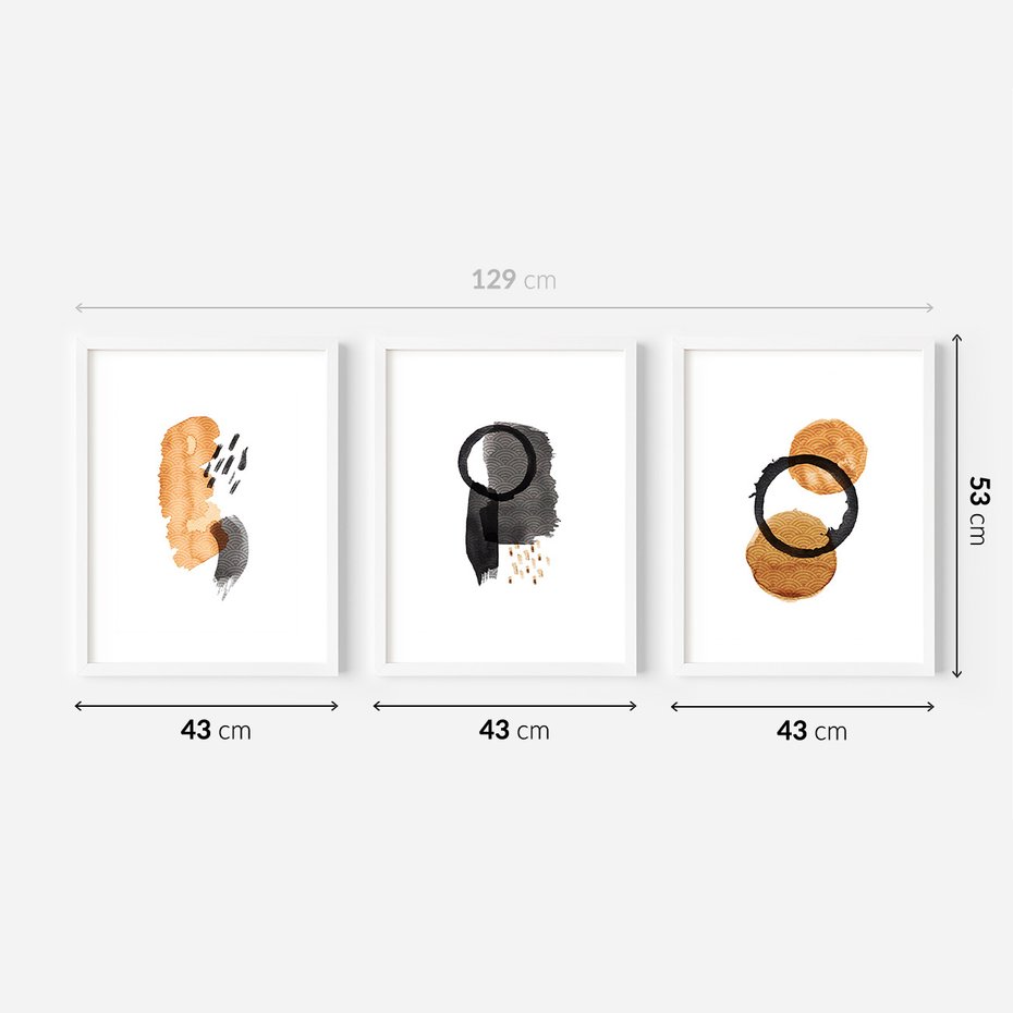 Zestaw obrazy w ramie 40x50 galeria - Japońska, abstrakcja, minimalizm - rama biała