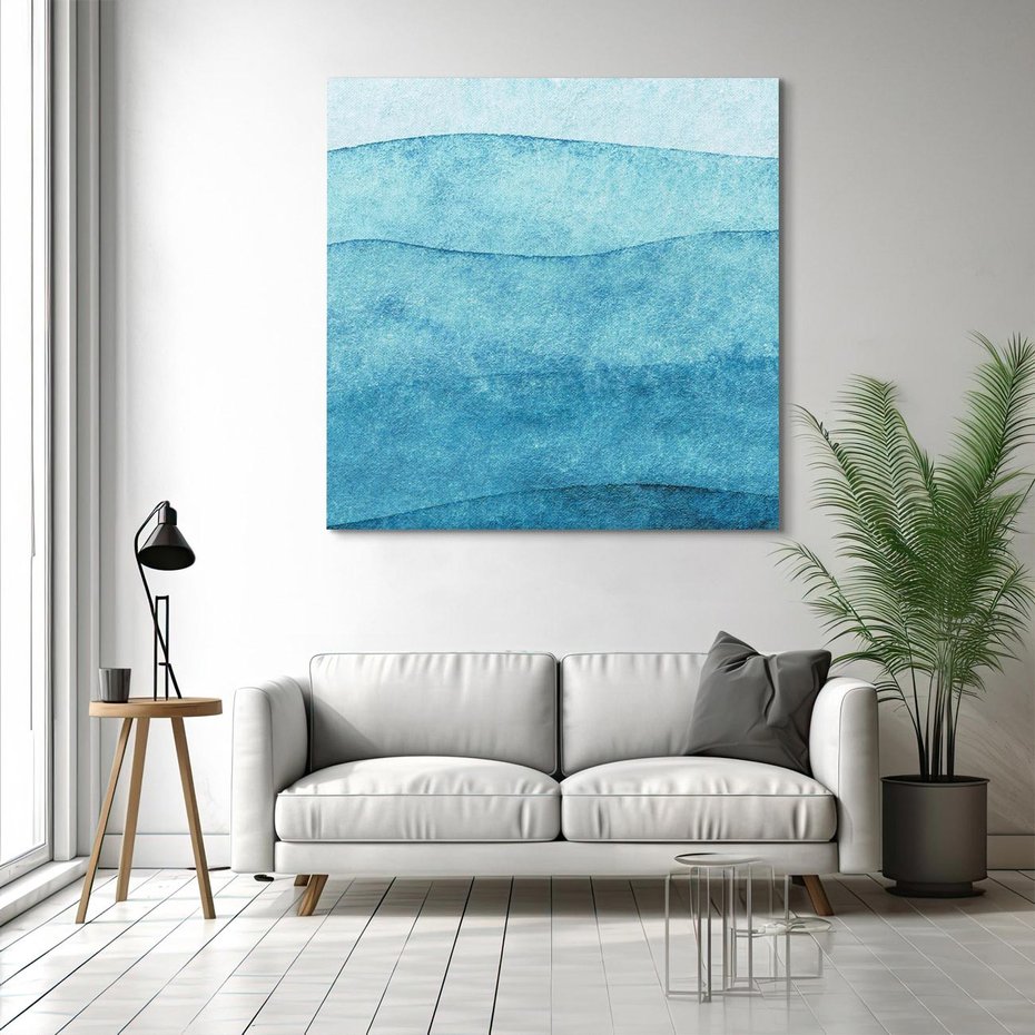 Obraz na płótnie 40x40 - Kolorowe fale akwareli - akwarela, fale