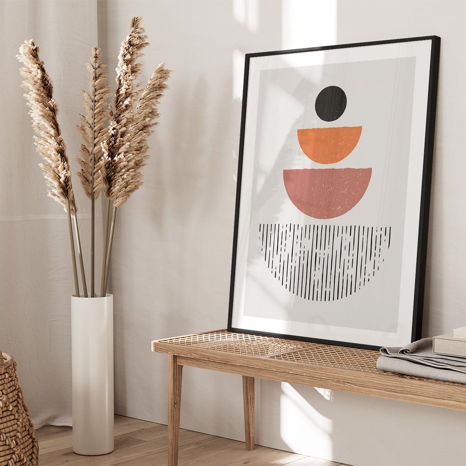 Plakat bez ramy 50x70 - Półkola i Boho Akcent - geometria, półkola