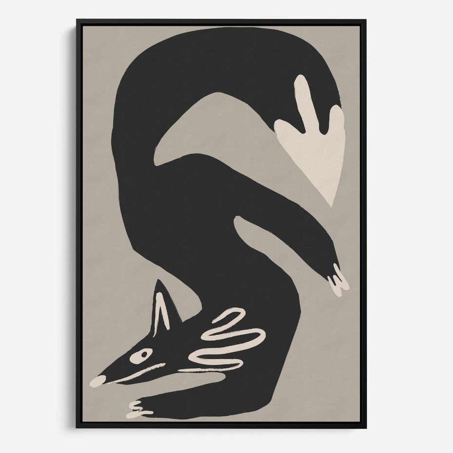 Obraz w ramie 70x100 - Ekspresja Skandynawskiego Światła - skandynawska sztuka, lis - rama czarna