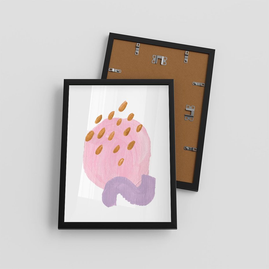 Plakat w ramie 30x40 - Migoczące Pastelowe Kształty - akwarela, minimalizm - rama czarna