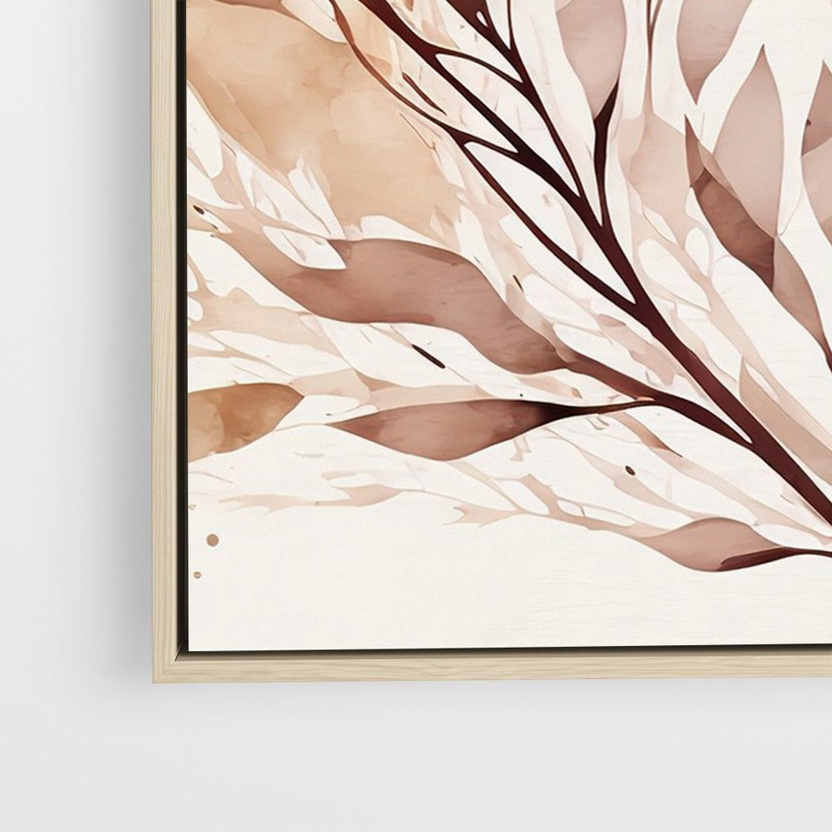 Obraz w ramie 70x100 - Nostalgiczne tańce pędzla - akwarelowe kwiaty, gałęzie - rama drewno