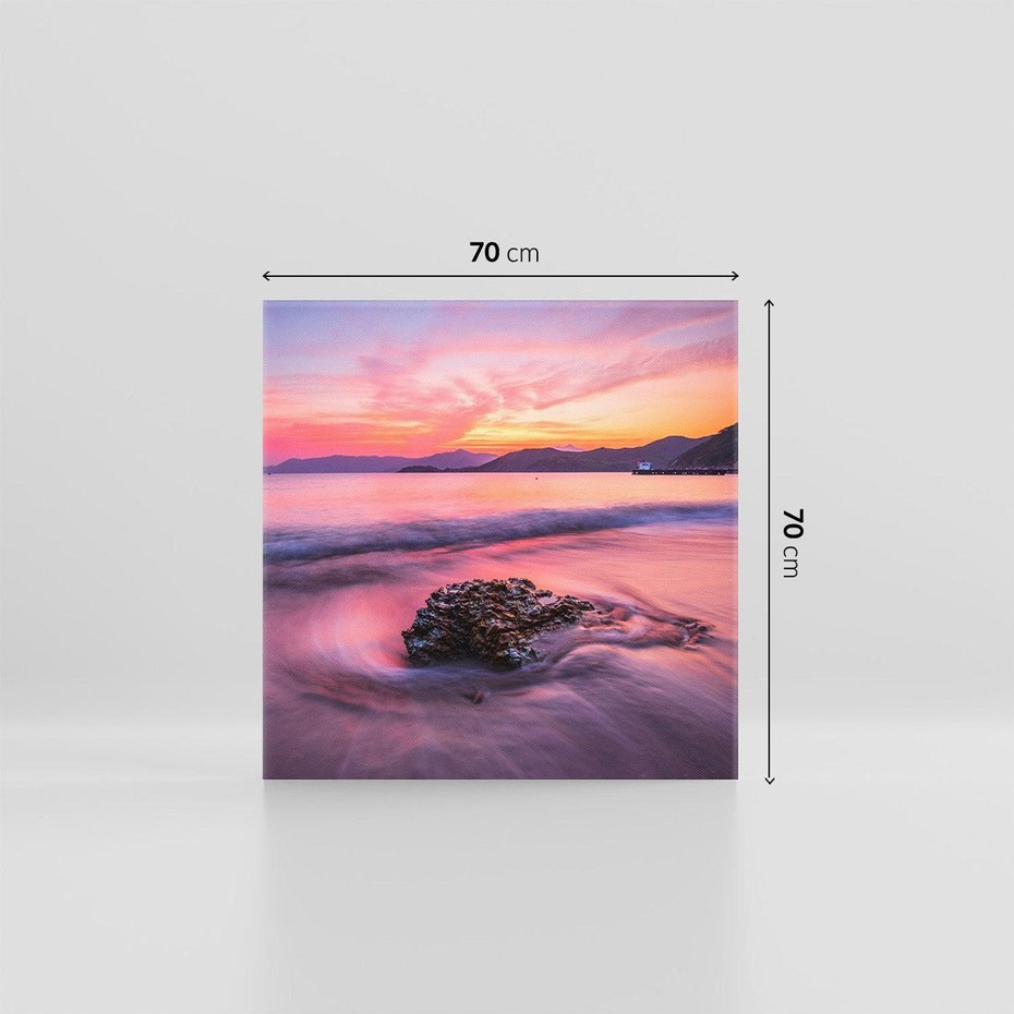 Obraz na płótnie 70x70 - Zaklęty Zachód - magiczny zachód słońca, fioletowe