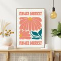 Obraz w ramie 50x70 - Retro Radość - typografia, wesołe kwiaty - rama drewno