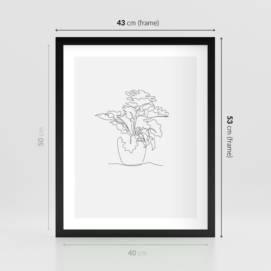 Plakat w ramie 40x50 - Rozkwitające Formy - szkic, minimalizm - rama czarna