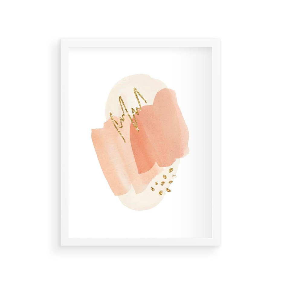 Plakat w ramie 30x40 - Rozbijające Plamy - abstrakcyjne akwarelowe plamy, minimalizm - rama biała