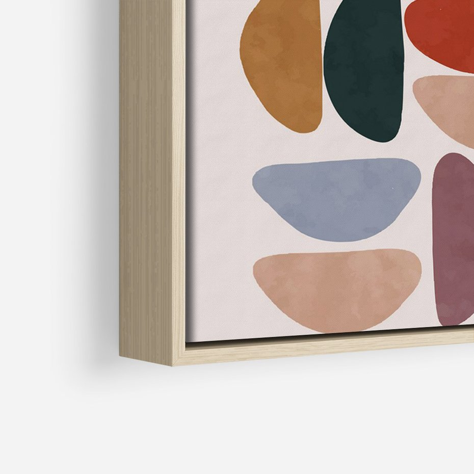 Obraz w ramie 50x70 - Kolorowe Echo Boho - abstrakcyjny obraz, geometryczna kompozycja - rama drewno