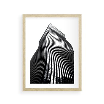 Plakat w ramie 50x70 - Falowany Wieżowiec na Fotografii - architektura, falowany wieżowiec - rama drewno