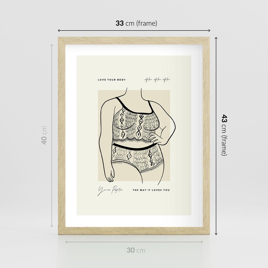 Plakat w ramie 30x40 - Spojrzenia Wewnętrznych Widoków - nowoczesna sztuka kobieca, plakat - rama drewno