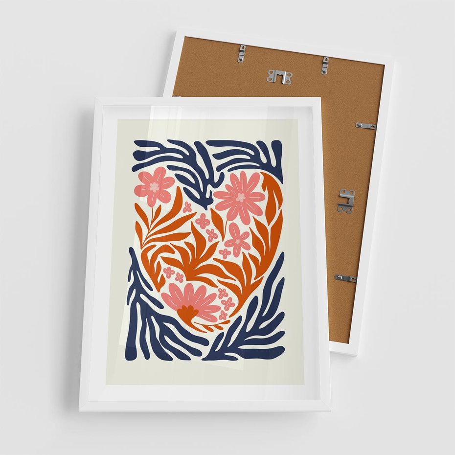 Plakat w ramie 50x70 - Kwiatami Splecione - kwiaty, nowoczesny plakat - rama biała