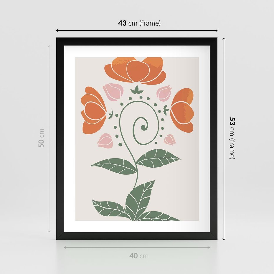 Plakat w ramie 40x50 - Migocące Kształty Kwiatów - kwiaty polne, plakat - rama czarna