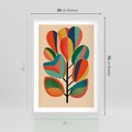 Plakat w ramie 50x70 - Wnętrza Kształtów - abstrakcyjny kolorowy tęczowy obraz, inspiracje roślinne - rama biała