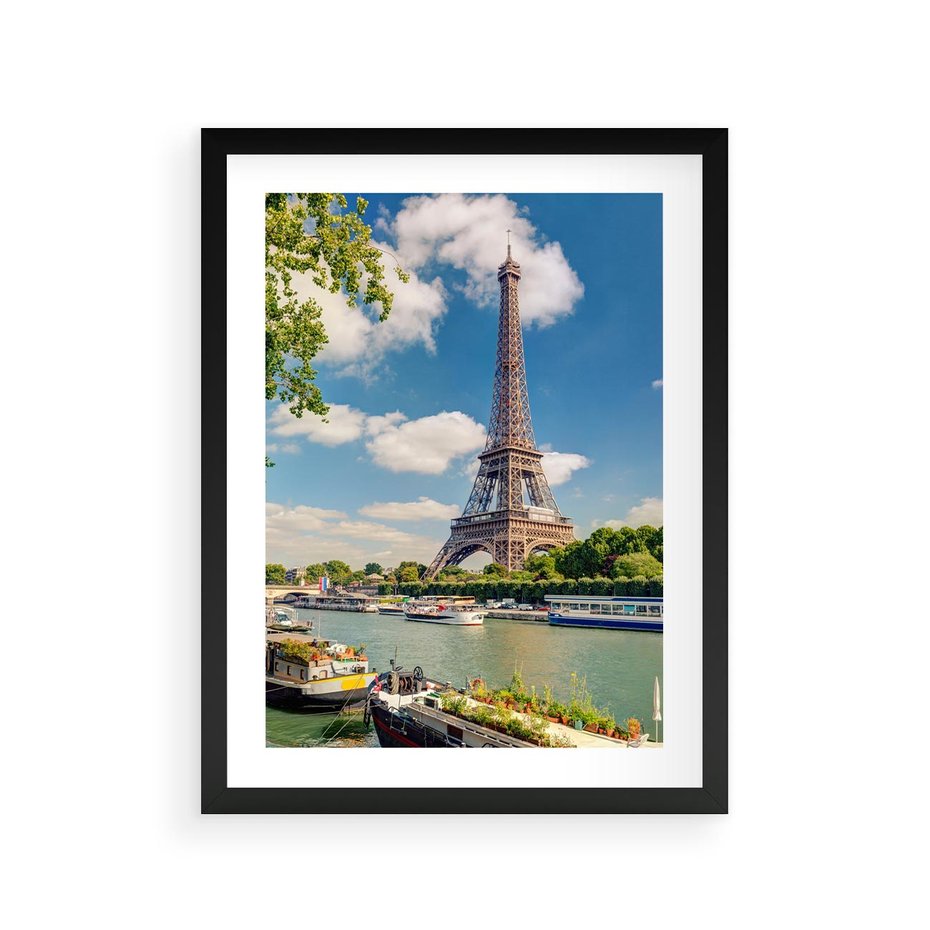Plakat w ramie 30x40 - Paryżska ikona Francji - wieża Eiffla, Paryż - rama czarna
