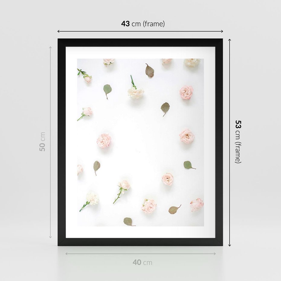 Plakat w ramie 40x50 - Romantyczna Kompozycja z Różami - kompozycja kwiatowa, róże - rama czarna