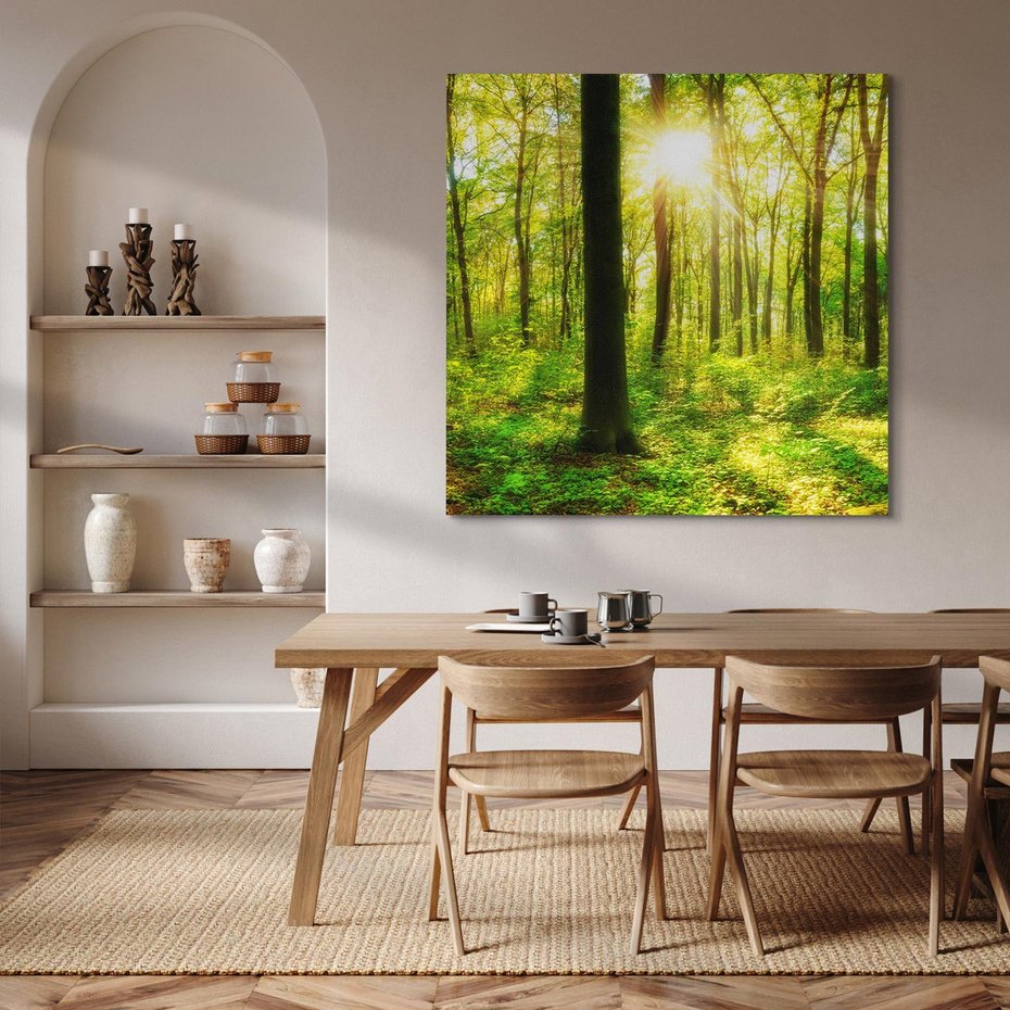 Obraz na płótnie 60x60 - Mistyfikujący las - las, drzewa