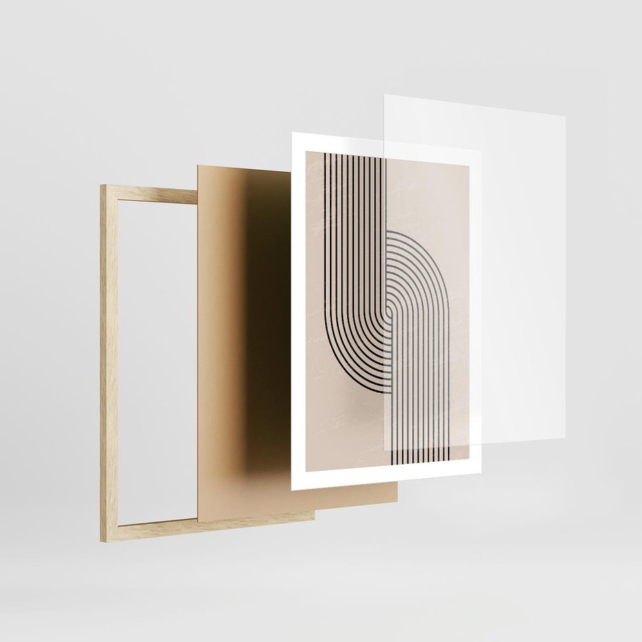 Plakat w ramie 50x70 - Puls Abstrakcji - abstrakcyjne linie, geometria - rama drewno