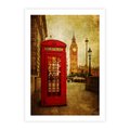 Plakat bez ramy 50x70 - Ikoniczna budka telefoniczna w Londynie - sepia, budka