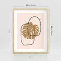 Plakat w ramie 40x50 - Liście w Beżowym Minimalizmie - minimalistyczny obraz, liście monstery - rama drewno