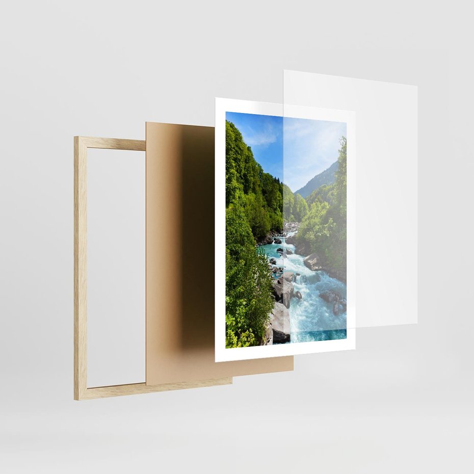 Plakat w ramie 50x70 - Górski strumyk - strumyk, góry - rama drewno