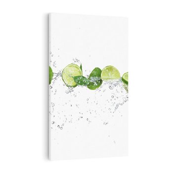 Obraz na płótnie 80x120 - Świeże limonki i woda - limonki, woda