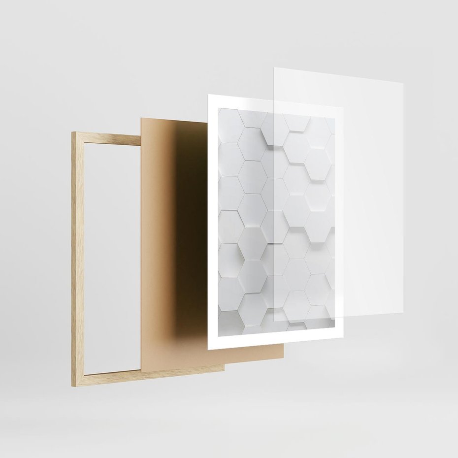 Plakat w ramie 50x70 - Intrygujący Wymiar - geometria, 3D - rama drewno