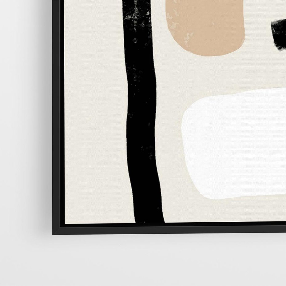 Obraz w ramie 50x50 - Kształtne Formy - geometryczne nieregularne kształty, nowoczesna kompozycja - rama czarna