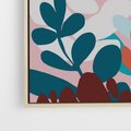 Obraz w ramie 50x50 - Impresje Kształtów - abstrakcyjna kompozycja kwiatowych form, kolor zgaszone - rama drewno