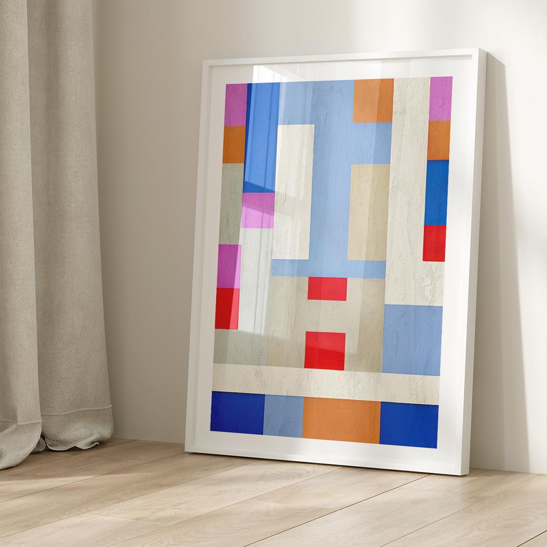 Plakat bez ramy 21x30 - Bezczasowe Przenikanie Kształtów - abstrakcyjne geometryczne kształty, olejny obraz