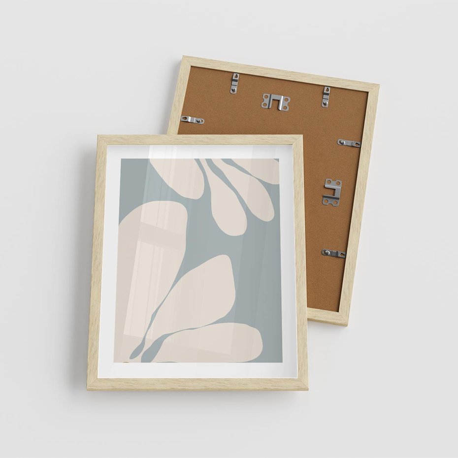 Plakat w ramie 40x50 - Pastelowe Marzenia Kwiatów - kwiaty, nowoczesne i minimalistyczne - rama drewno