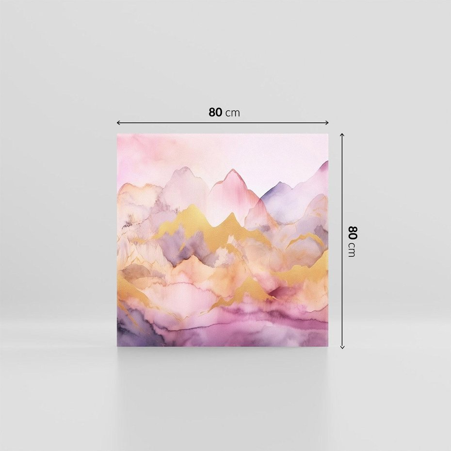 Obraz na płótnie 80x80 - Pastelowe Wzgórza - pastelowe, różowe góry