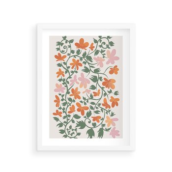 Plakat w ramie 30x40 - Kwiatowa Refleksja - kwiaty polne, plakat - rama biała