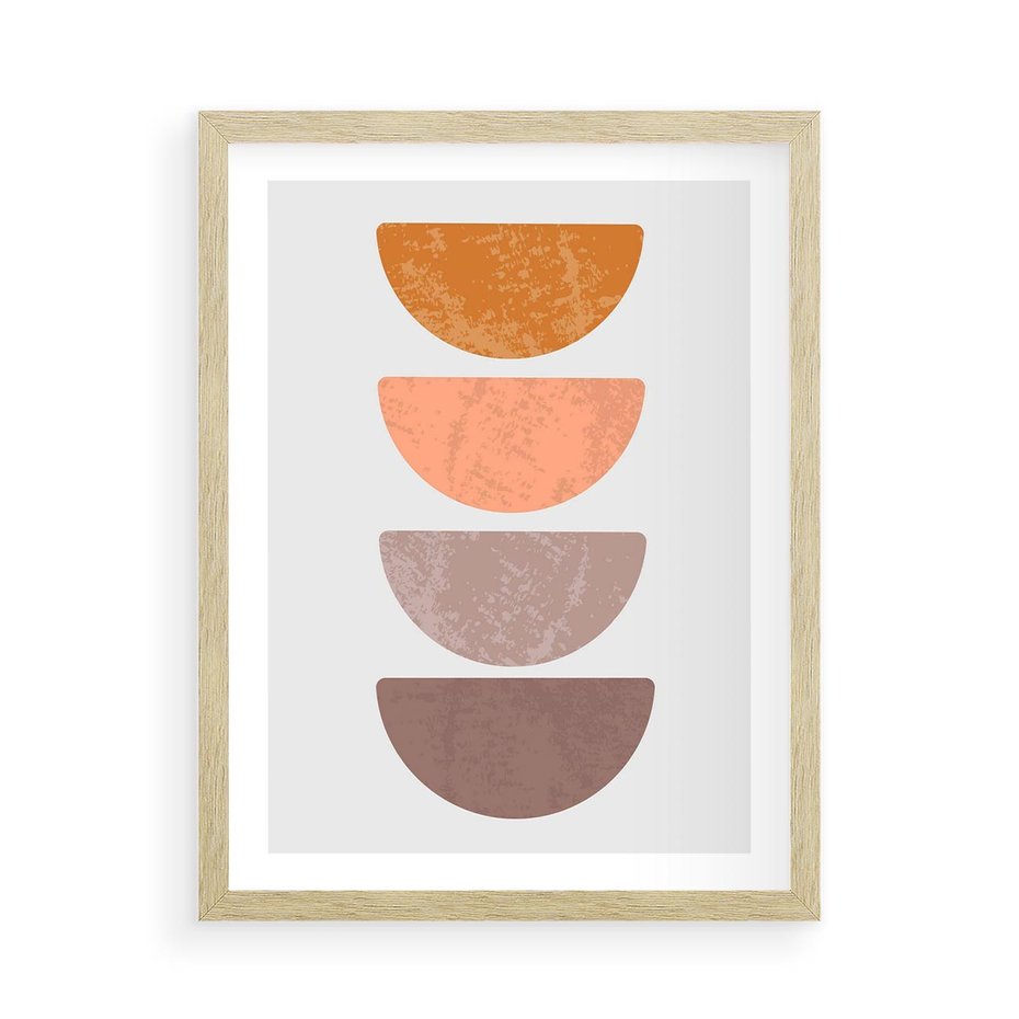 Plakat w ramie 50x70 - Minimalizm i Geometria - minimalistyczny obraz, mid-century styl - rama drewno