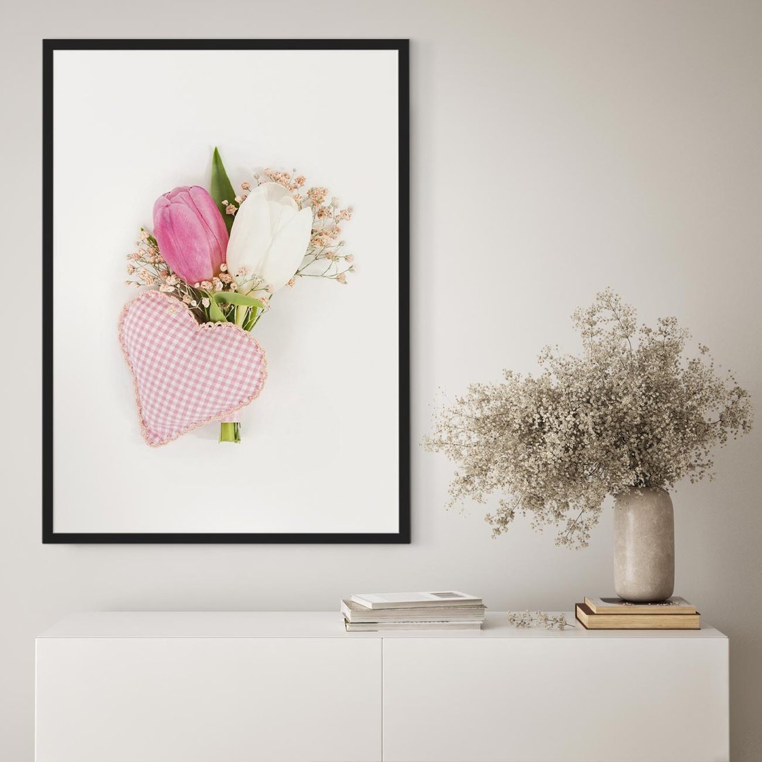 Plakat w ramie 40x50 - Kolorowa Harmonia - kwiaty, bukiet - rama czarna