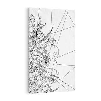 Obraz na płótnie 80x120 - Refleksje w martwym punkcie - graficzny szkic, kompozycja kwiatów