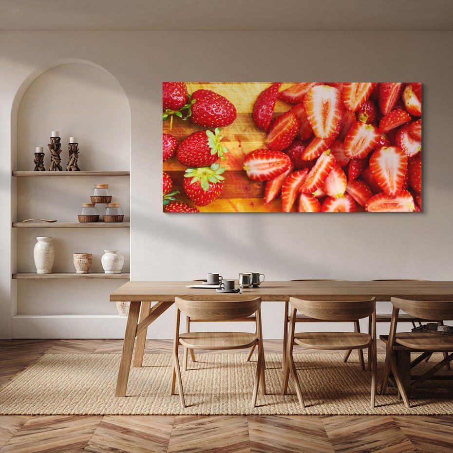 Obraz na płótnie 140x70 - Truskawki - Smak Lata w Owocowym Ogrodzie - truskawki, owoce