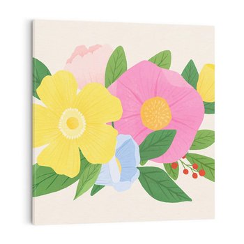 Obraz na płótnie 60x60 - Kwiatowy Uśmiech - kwiaty, akwarela