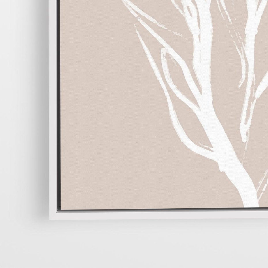 Obraz w ramie 80x80 - Impresje Pastelowych Nastrojów - minimalistyczny delikatny obraz, beżowe odcienie - rama biała