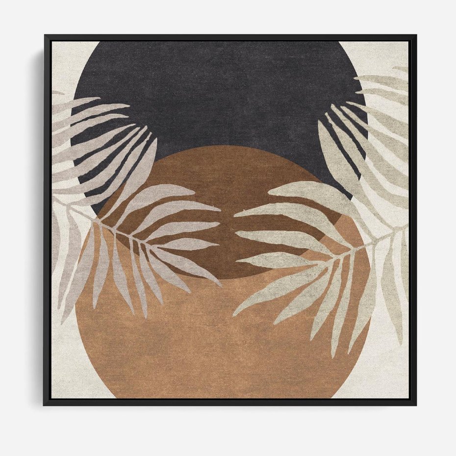 Obraz w ramie 50x50 - Kompozycje ukrytych myśli - symetria, dwa koła po środku - rama czarna