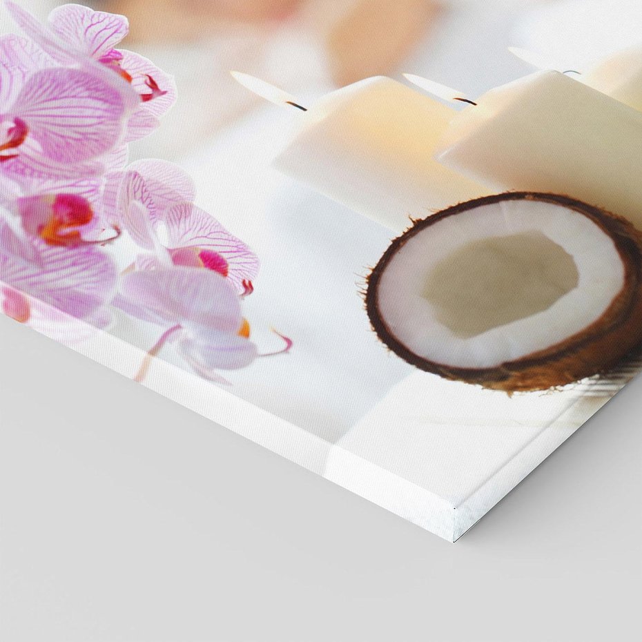 Obraz na płótnie 120x80 - Kokos, świece i kwiaty w SPA - kokos, świece