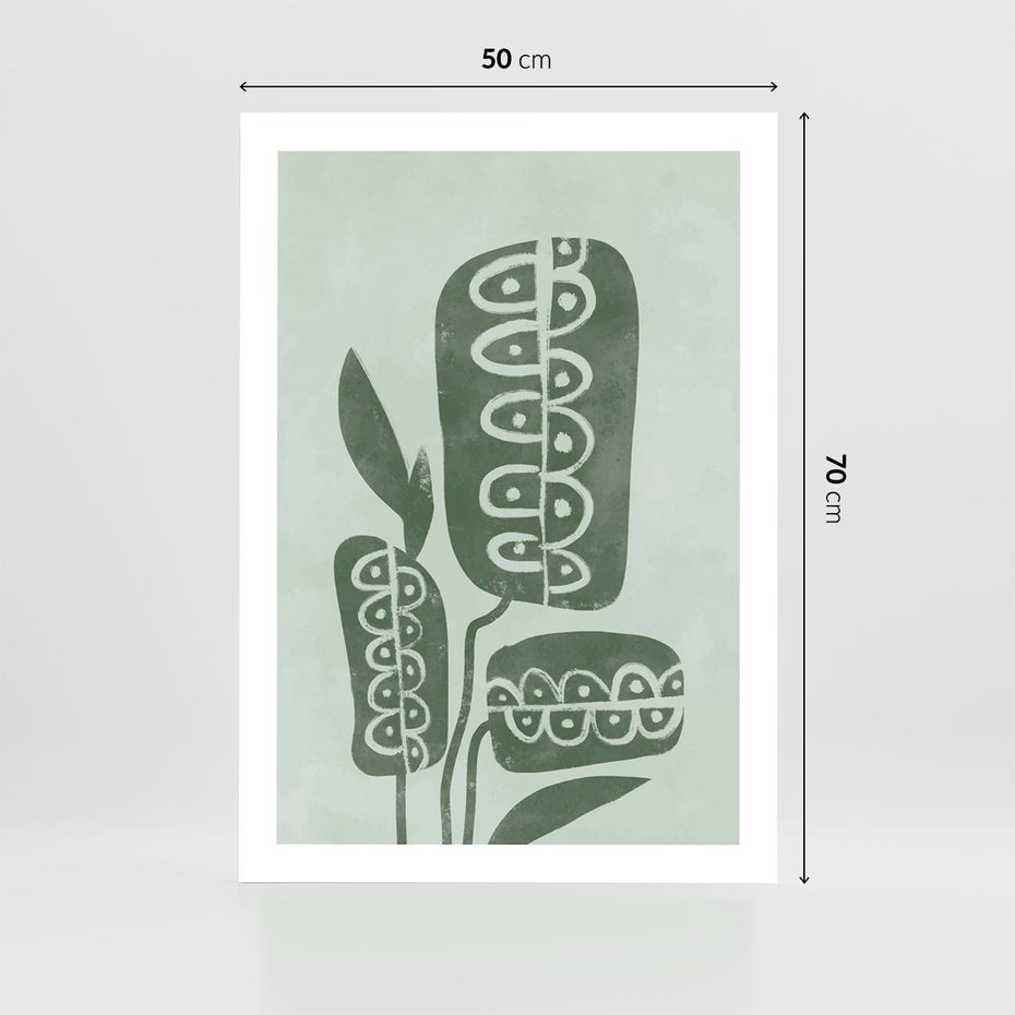 Plakat bez ramy 50x70 - Nurtująca Zieleń - abstrakcyjny zielony motyw, skandynawski design