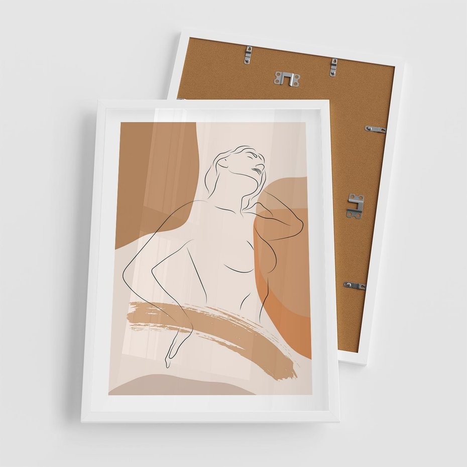 Plakat w ramie 50x70 - Sztuka Prostoty - kobieta, szkic - rama biała