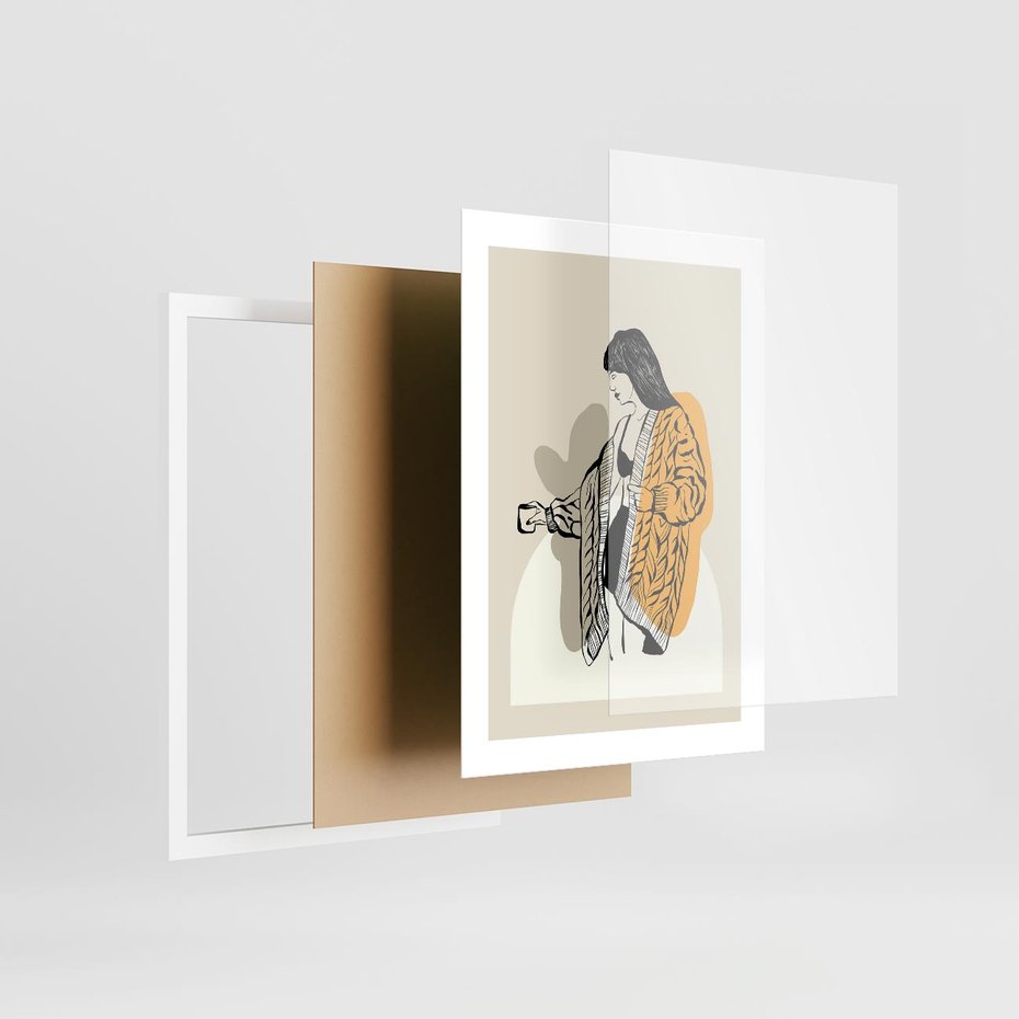 Plakat w ramie 30x40 - Żółte Akcenty w Grafice - grafika, minimalizm - rama biała