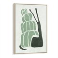 Obraz w ramie 70x100 - Zielona Równowaga - abstrakcyjny zielony ślimak, skandynawski design - rama drewno