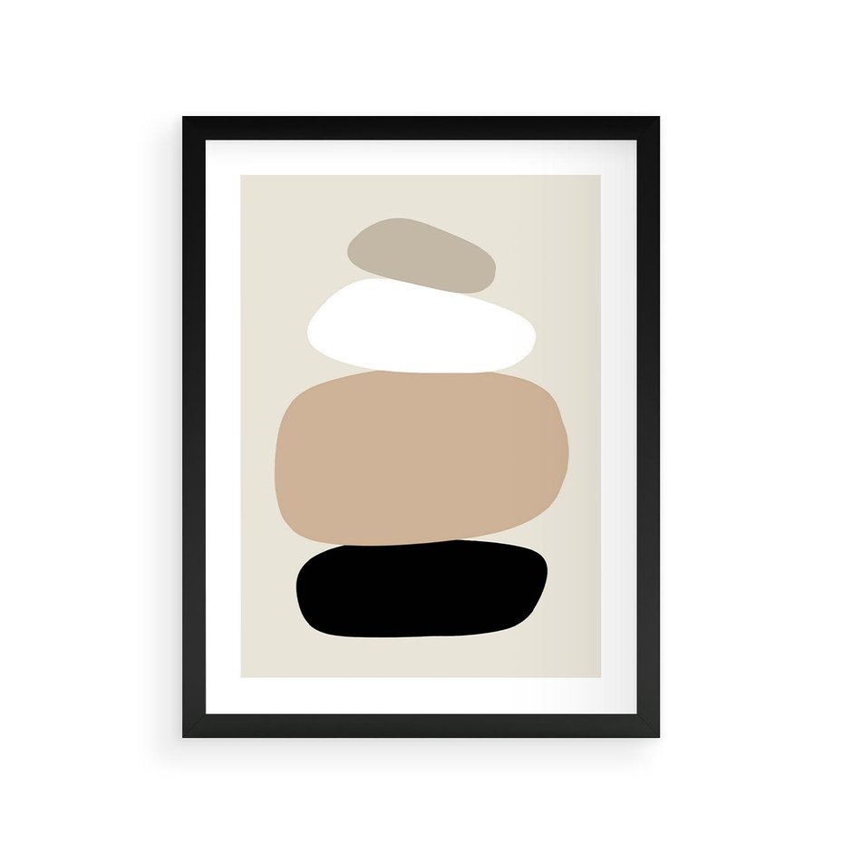 Plakat w ramie 30x40 - Zgeometryzowane Kształty - modernistyczny plakat, obłe kształty - rama czarna