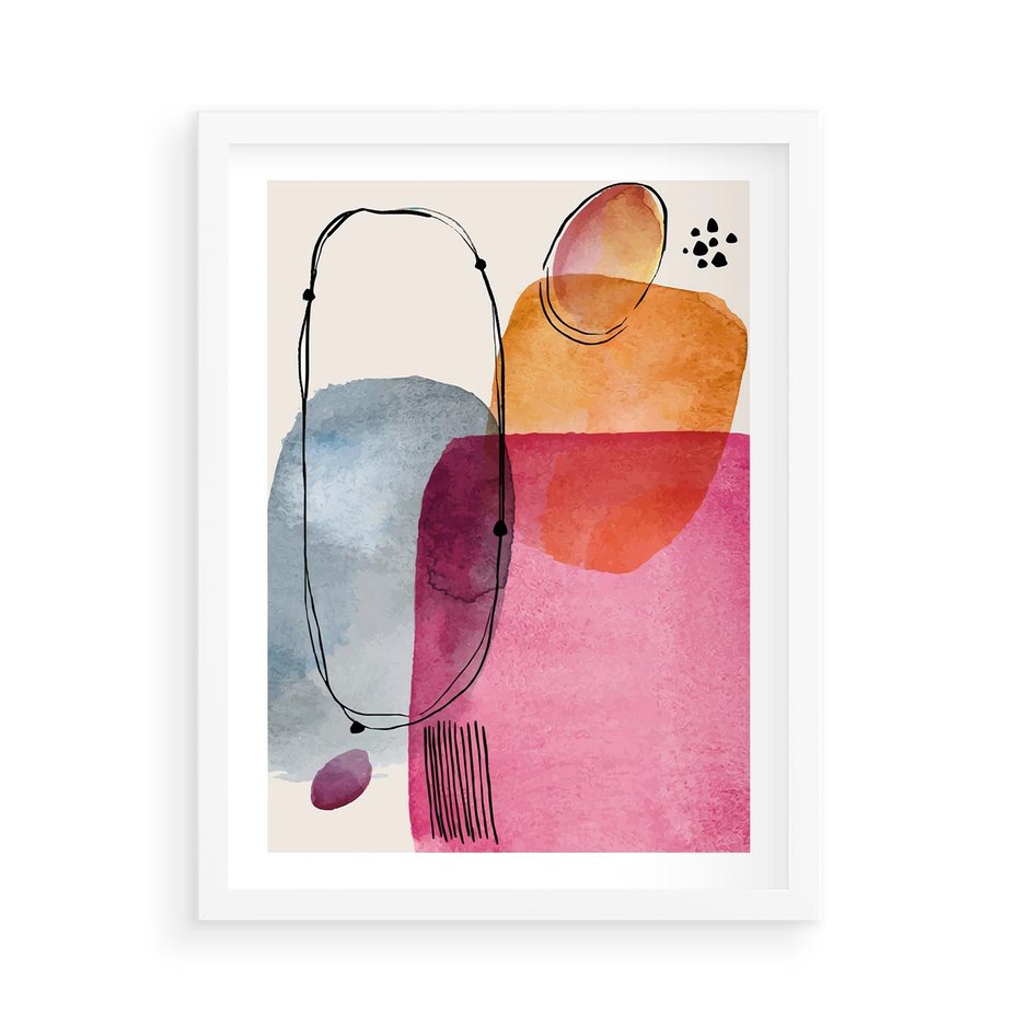 Plakat w ramie 50x70 - Kolorowe Pastelowe Spektrum - kolorowe pastelowe plamy, rozmyte żywe kolory - rama biała