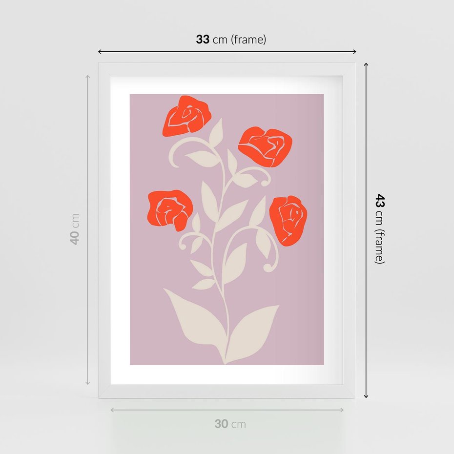 Plakat w ramie 30x40 - Migotliwe Widzenie Kwiatów - nowoczesny plakat, roślinne motywy - rama biała