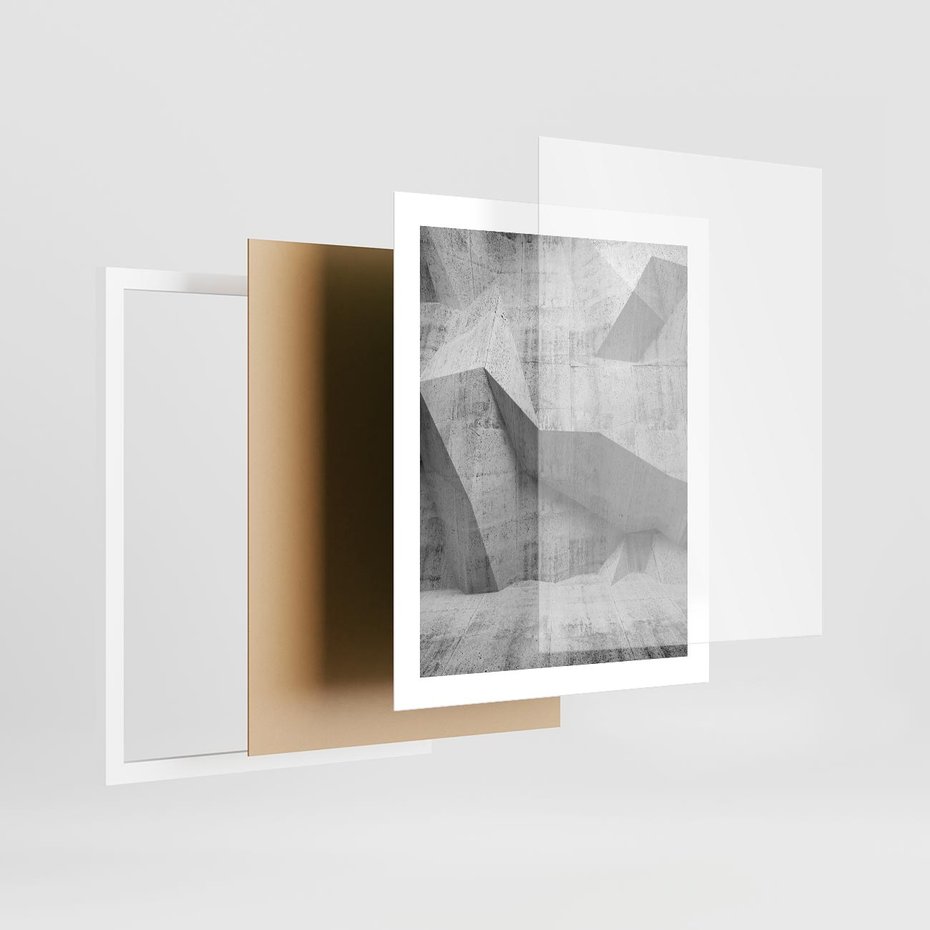 Plakat w ramie 40x50 - Geometryczna harmonia sztuki - geometria, sztuka - rama biała