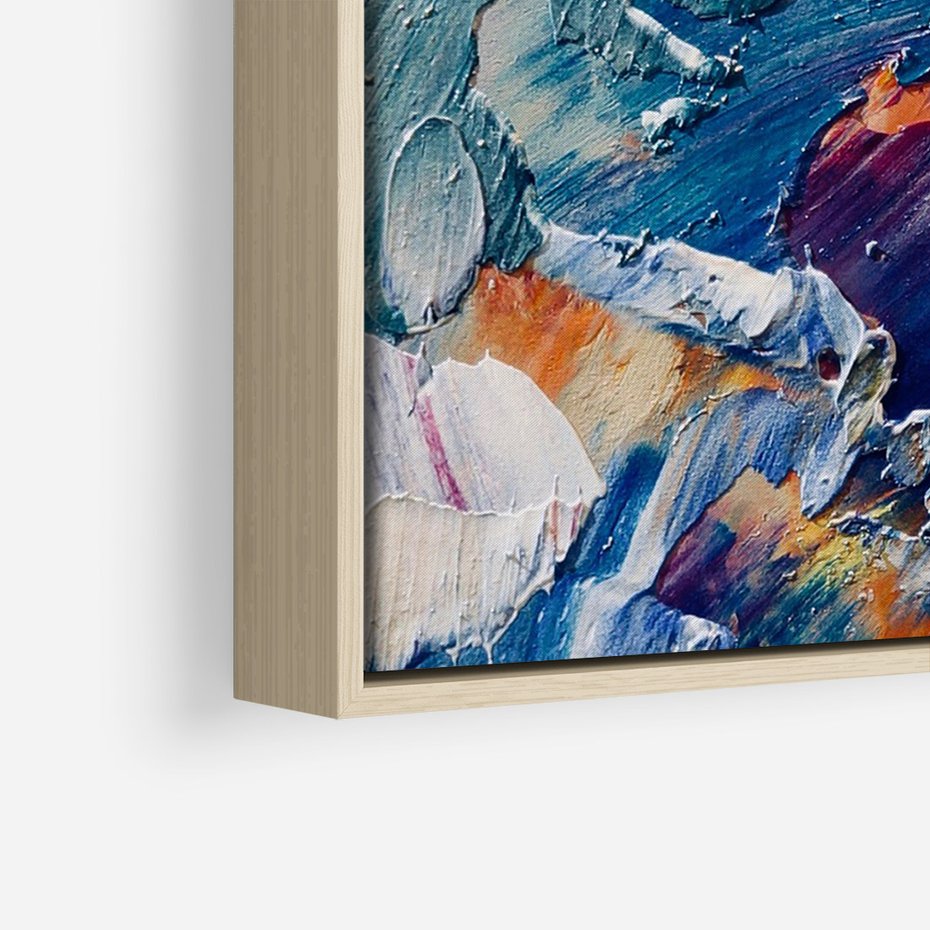 Obraz w ramie 70x100 - Rytmy ukrytych pragnień - chaos i abstrakcja, plamy koloru - rama drewno